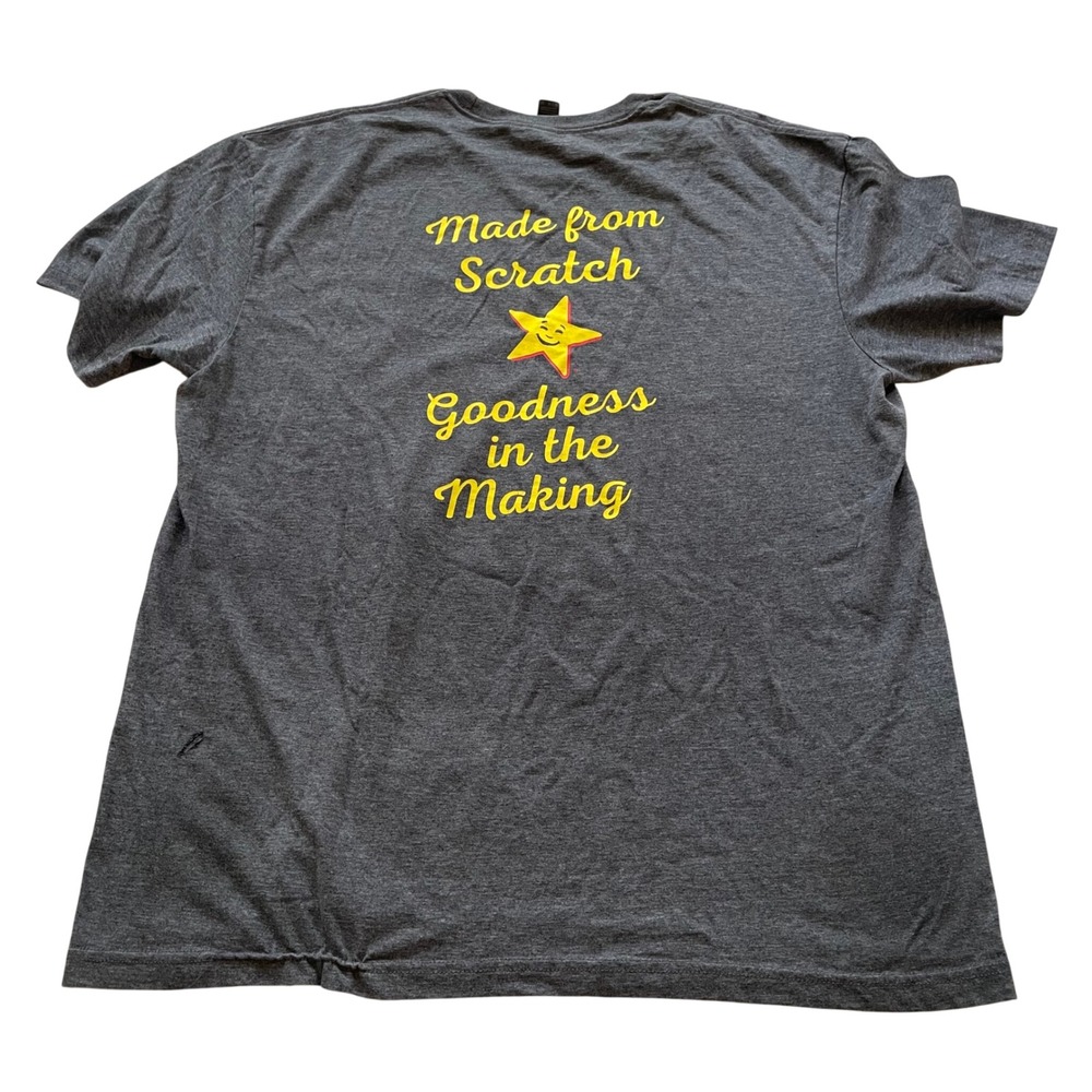 Gildan Softstyle Carl's Jr Hardee's Made From Scratch Gray Graphic T-Shirt XL